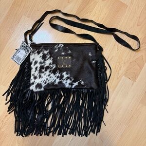Keep It Gypsy real cowhide with upcycled louis vuitton 8x11in leather handbag